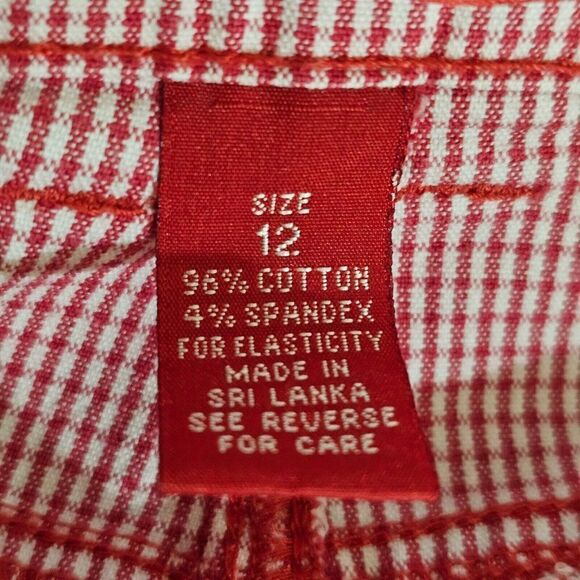 Vintage 90s Cropped Jeans Womens Size 12 Red Gingham Check Cowgirl Western Pinup - Picture 4 of 6